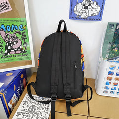 Female Graffiti Laptop College Backpack Lady Nylon Book Bag Women Student