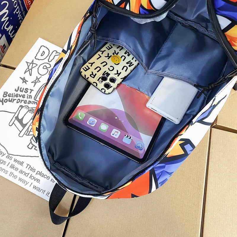 Female Graffiti Laptop College Backpack Lady Nylon Book Bag Women Student