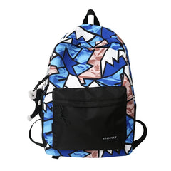 Female Graffiti Laptop College Backpack Lady Nylon Book Bag Women Student