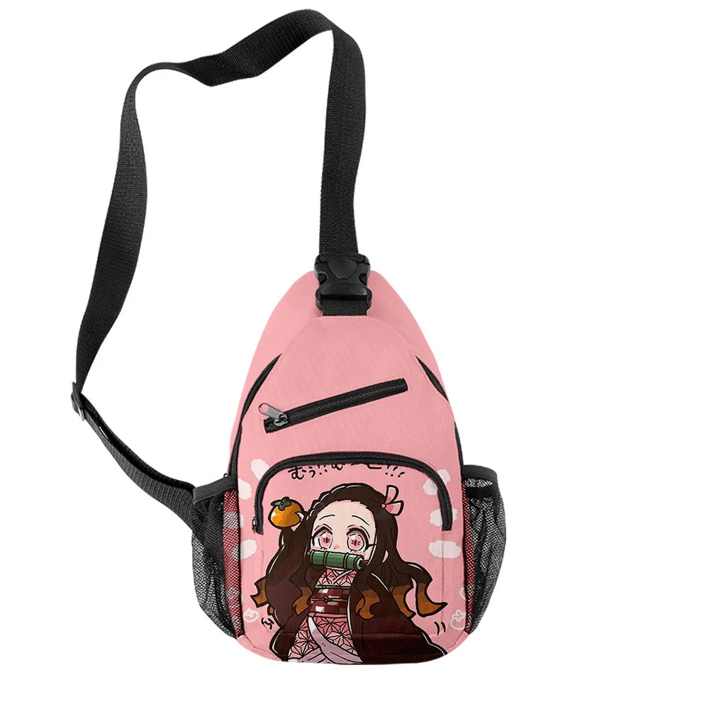 Demon Slayer Chest Bags Oxford Waterproof Travel Bags 3D Print Shoulder Bags