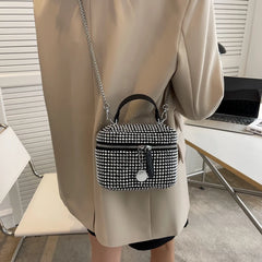 Diamond Box Shoulder Crossbody Evening Handbag Vintage Ladies Messenger Bag