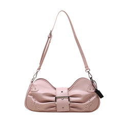 Ruched Bow Shoulder Bag Women Tote Messenger Handbag Underarm Purse