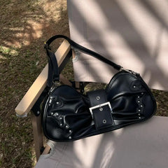 Ruched Bow Shoulder Bag Women Tote Messenger Handbag Underarm Purse
