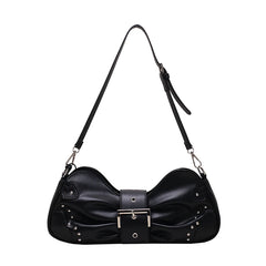Ruched Bow Shoulder Bag Women Tote Messenger Handbag Underarm Purse