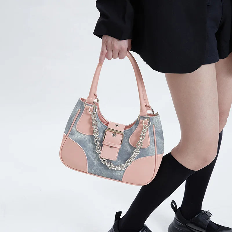 Metal Chain Handbags for Women Shoulder Crossbody Bags