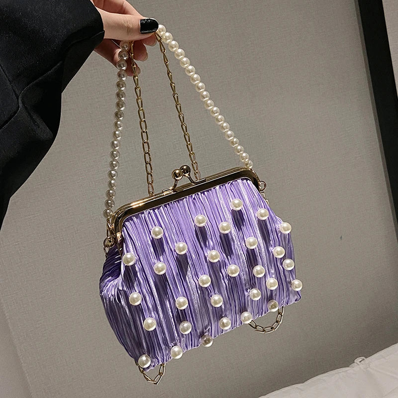 Pleated Clip Shoulder Crossbody Bag Women Handbag Purses