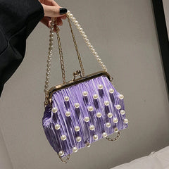Pleated Clip Shoulder Crossbody Bag Women Handbag Purses
