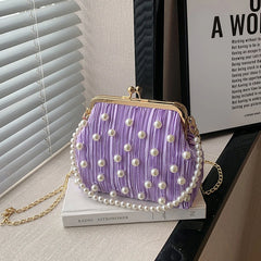 Pleated Clip Shoulder Crossbody Bag Women Handbag Purses