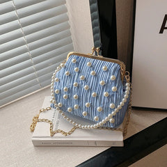 Pleated Clip Shoulder Crossbody Bag Women Handbag Purses