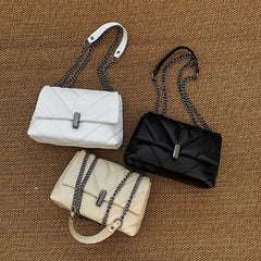 Embroidery Thread Shoulder Bag PU Leather Flap Messenger Handbag