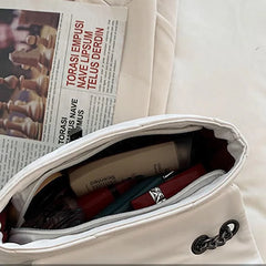 Embroidery Thread Shoulder Bag PU Leather Flap Messenger Handbag