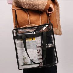 Women's PVC Transparent Shoulder Bag Gym Travel Beach Waterproof Bag