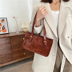 Women's PU Leather Shoulder Bag Retro Underarm Tote Bag