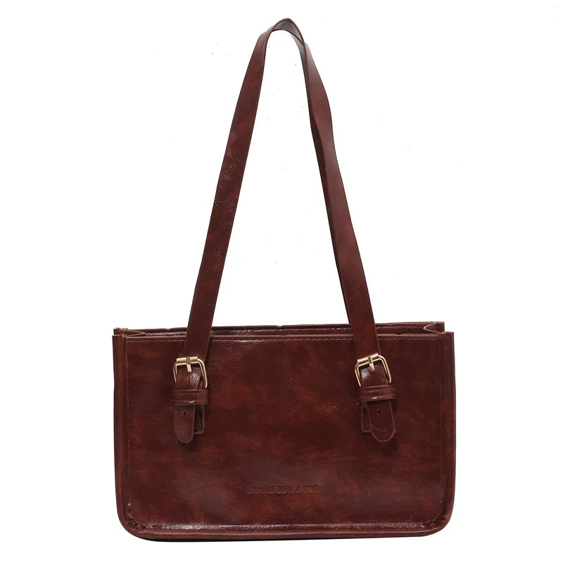 Women's PU Leather Shoulder Bag Retro Underarm Tote Bag