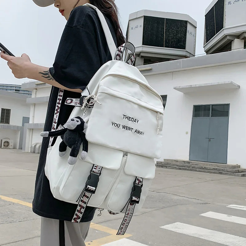 Waterproof School Backpack for Teens, Harajuku Male Female Travel Bag