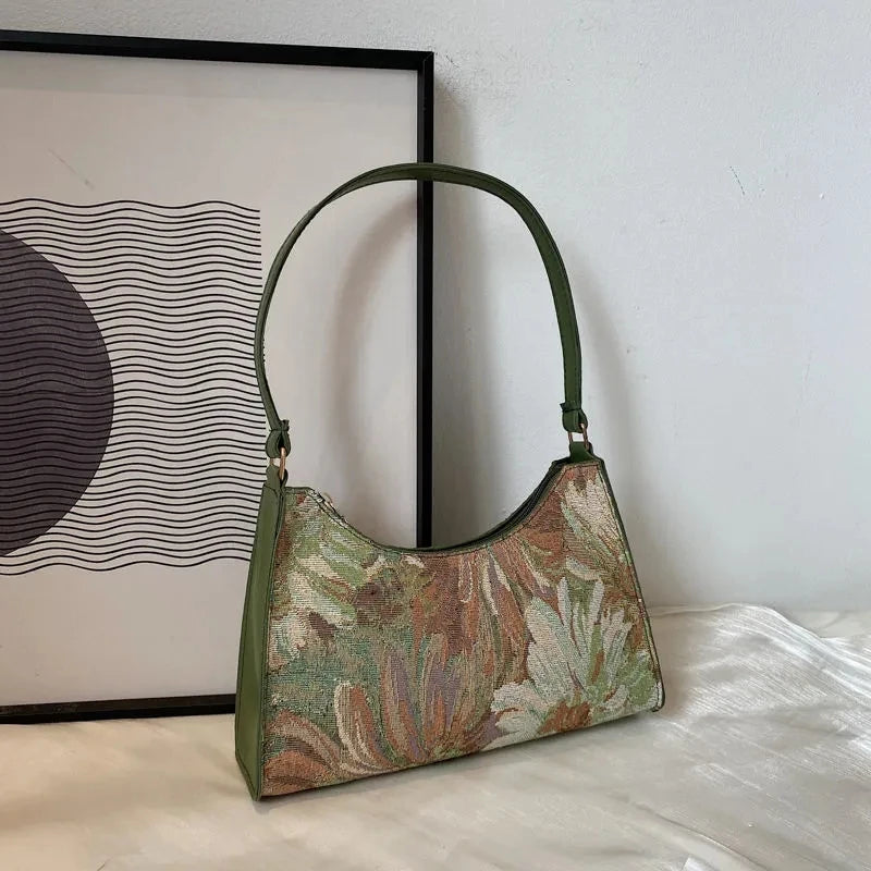 Oil Painting Armpit Bag For Women Shoulder Bag