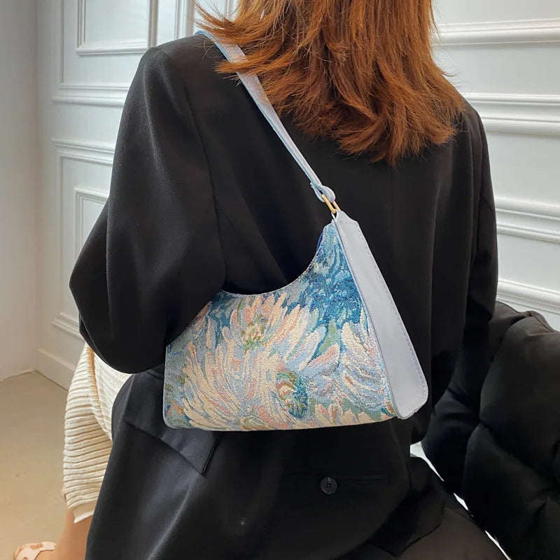 Oil Painting Armpit Bag For Women Shoulder Bag
