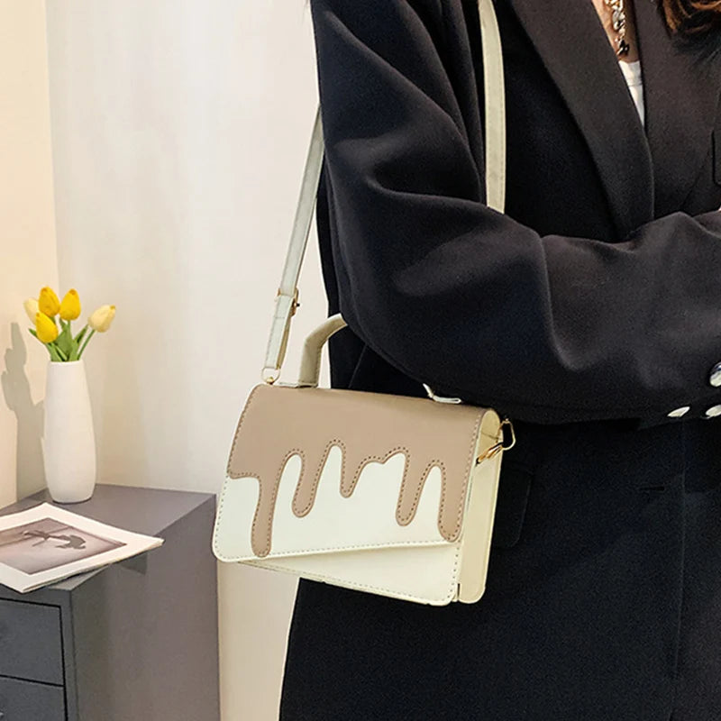 Women's PU Leather Flap Square Bag Shoulder Messenger Handbag