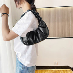Pleated PU Leather Women Small Handbags Mini Female Underarm Shoulder Bags