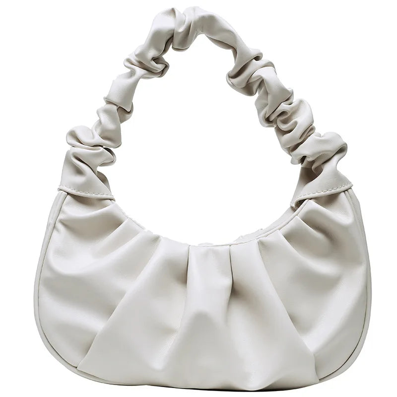 Pleated PU Leather Women Small Handbags Mini Female Underarm Shoulder Bags