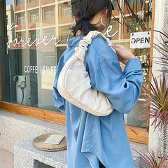 Pleated PU Leather Women Small Handbags Mini Female Underarm Shoulder Bags