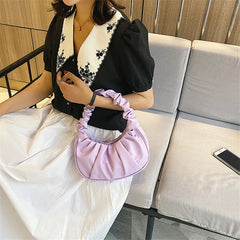 Pleated PU Leather Women Small Handbags Mini Female Underarm Shoulder Bags