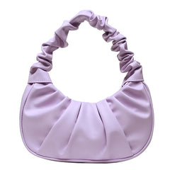Pleated PU Leather Women Small Handbags Mini Female Underarm Shoulder Bags