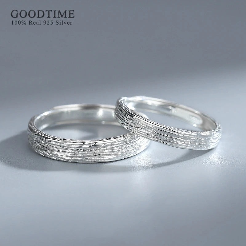 925 Sterling Silver Drawing Couple Wedding Rings Engagement Anniversary