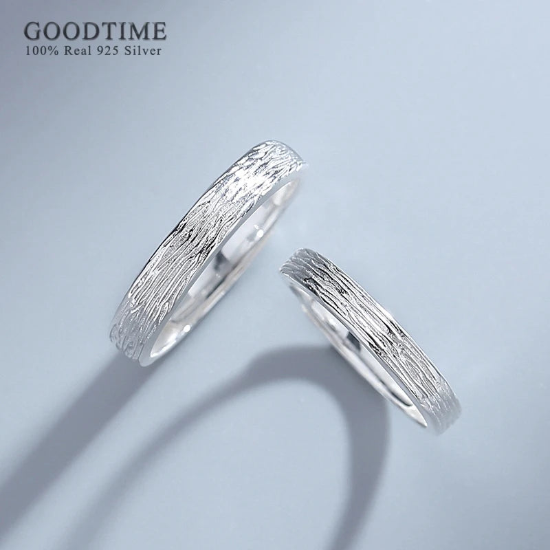 925 Sterling Silver Drawing Couple Wedding Rings Engagement Anniversary