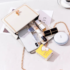 Sequin Pu Leather Female Bag Love Shape Lock Chain Shoulder Bag