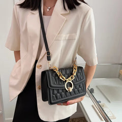 Small Shoulder Bag Chain Crossbody Plaid Pu Leather Women's Bag