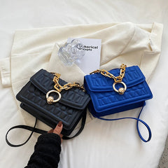 Small Shoulder Bag Chain Crossbody Plaid Pu Leather Women's Bag