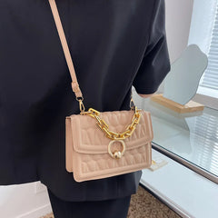 Small Shoulder Bag Chain Crossbody Plaid Pu Leather Women's Bag