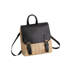 Rattan Woven Mini Straw Handbag Women Backpack