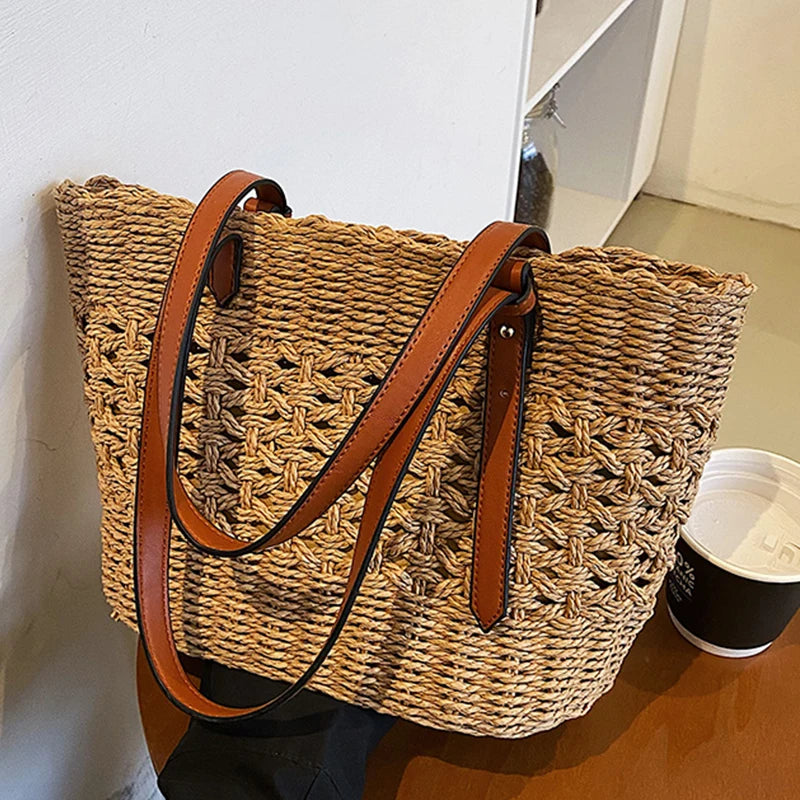 Straw Weave Bag for Women Summer Shoulder Handbags Beach Basket