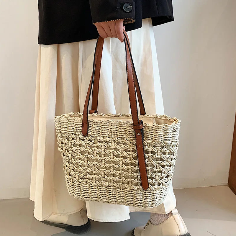 Straw Weave Bag for Women Summer Shoulder Handbags Beach Basket