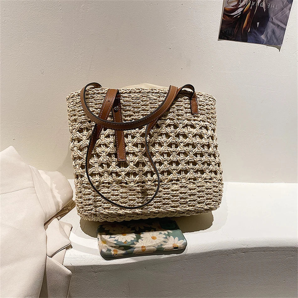 Straw Weave Bag for Women Summer Female Handbags Shoulder Bag