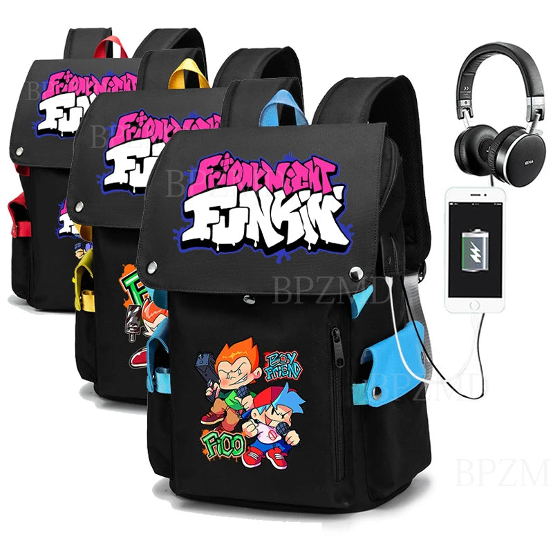 Street Backpack with USB Charging Port Anti-Theft School Bag