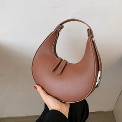 Summer Half-moon Bag Women PU Leather Handbag Casual Shoulder Crossbody
