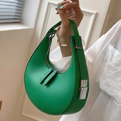 Summer Half-moon Bag Women PU Leather Handbag Casual Shoulder Crossbody
