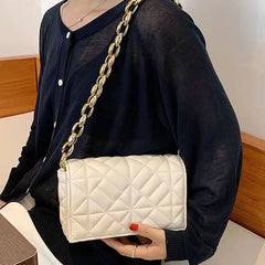Thick Chain Shoulder Bag Solid Casual Women Leather Handbags