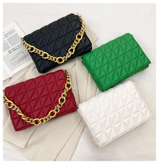 Thick Chain Shoulder Bag Solid Casual Women Leather Handbags