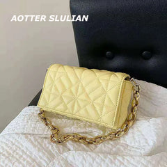 Thick Chain Shoulder Bag Solid Casual Women Leather Handbags