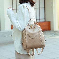 Soft Leather PU Backpack for Women Large Capacity Travel Schoolbag