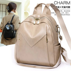Soft Leather PU Backpack for Women Large Capacity Travel Schoolbag