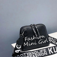 PU Leather Women Crossbody Bag Shell Shaped Bag Wide Shoulder Strap Bags
