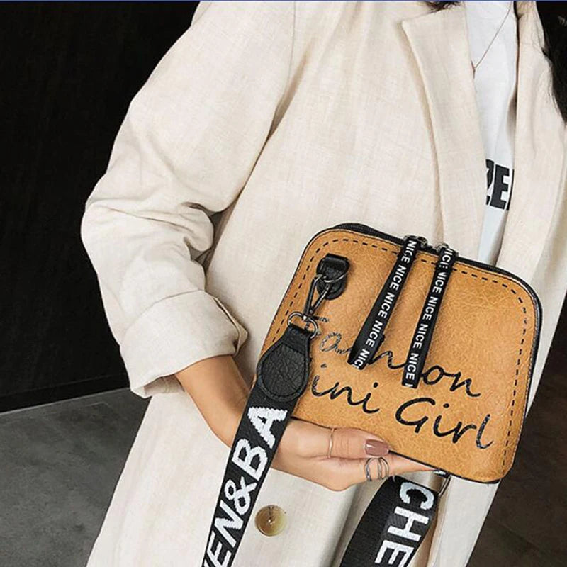 PU Leather Women Crossbody Bag Shell Shaped Bag Wide Shoulder Strap Bags