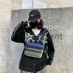 Streetwear Chest Bag Tri-Strap Men Women Patchwork HipHop Travel Chest Bag