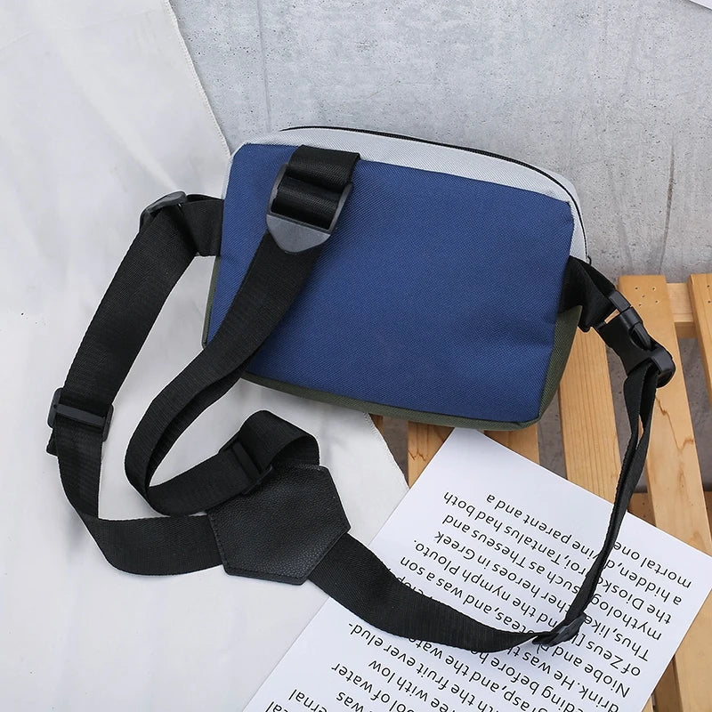 Streetwear Chest Bag Tri-Strap Men Women Patchwork HipHop Travel Chest Bag