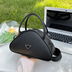 Triangle Women's Messenger Bag Y2K Handbag PU Leather Tote Shoulder Bag